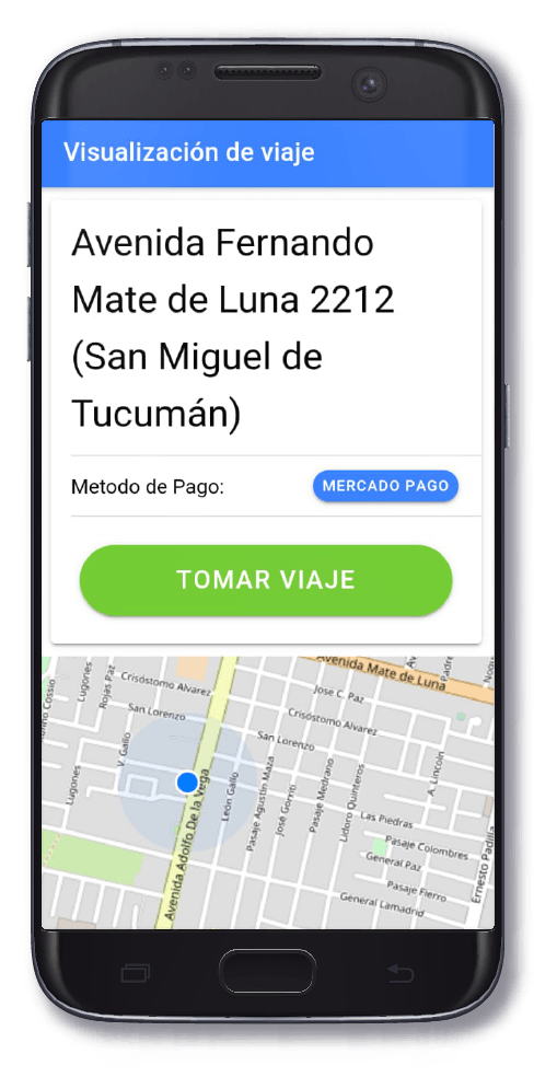 App chofer Taxiar: 2. Elegí tu pedido